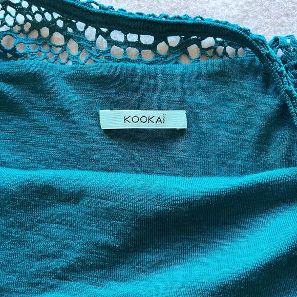 Kookai Teal Wool Mini Dress with Lace Detail Sz 6-8 - Picture 3 of 6